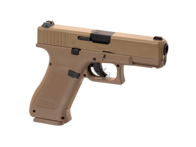 Pistola 4.5mm Umarex Glock 19X Tan CO2 vista lateral