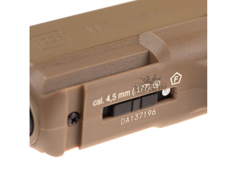 Detalle de corredera de Pistola Umarex Glock 19X Tan