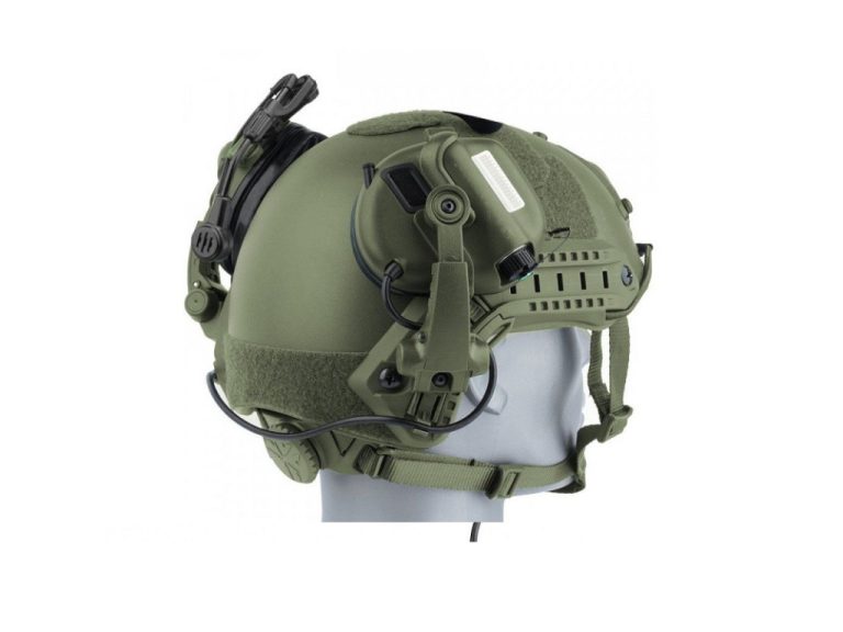 Adaptador casco M16A Earmor TW negro vista con casco