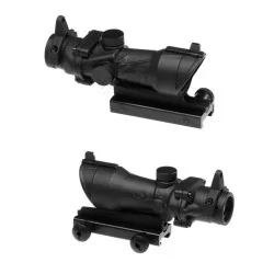 Mira ACOG 4x32 Aim-O, alta calidad, zoom 4x para precisión en largas distancias, fabricada en metal negro.