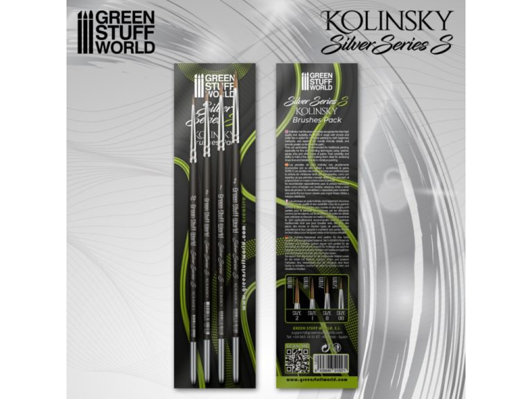 Caja del set pinceles Kolinsky Silver Series GSW de 4 unidades