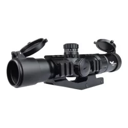 Mira visor 1.5x-4x JS Tactical negra con retícula iluminada y rieles