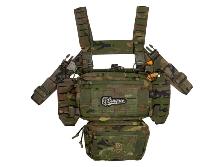 Chaleco Chest Rig Conquer Titan Boscoso Español vista completa