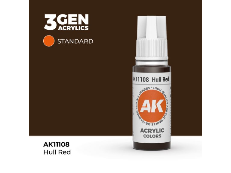 Bote de pintura AK Hull Red de 18ml