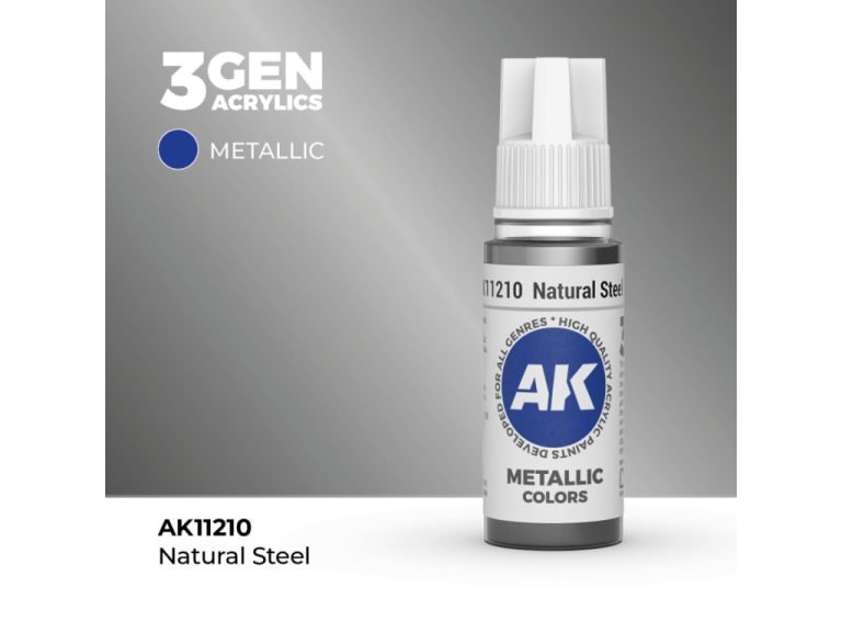 Bote de pintura AK Natural Steel de 18ml
