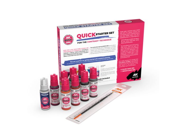 Set Quick Gen AK con 8 pinturas, medium y pincel gratis