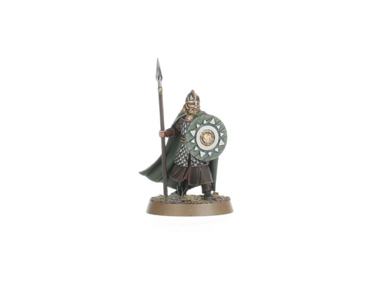 Miniatura de infantería con lanza de Rohan pintada