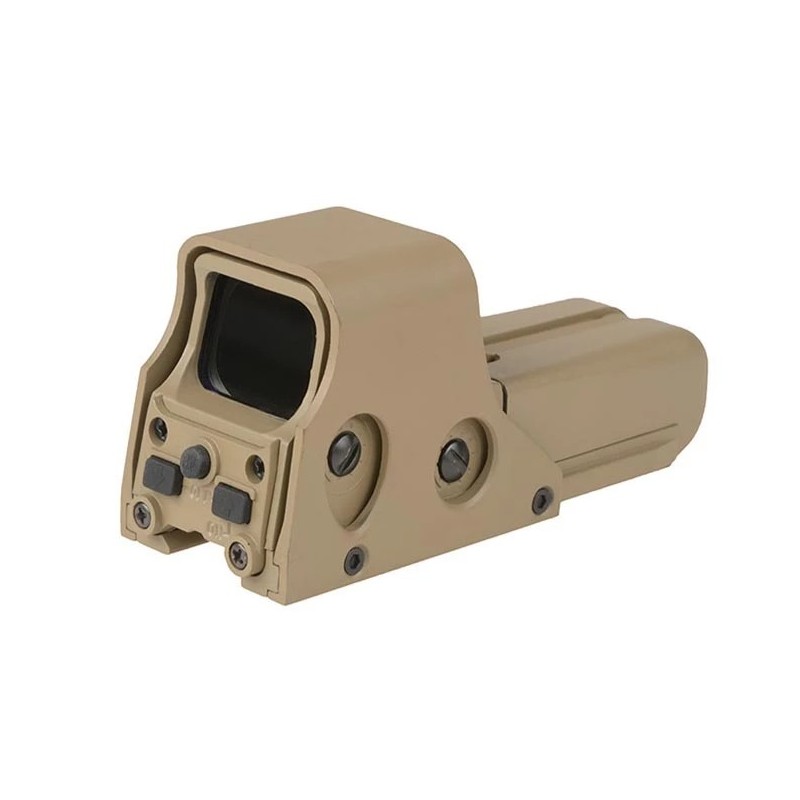 Mira holográfica 552 Eotech tan Raccoon con retícula iluminada para airsoft.