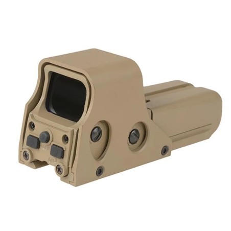 Mira holográfica 552 Eotech tan Raccoon con retícula iluminada para airsoft.