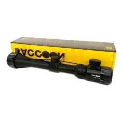 Visor Raccoon 3-9x40 negro para airsoft, con retroiluminación roja y verde.