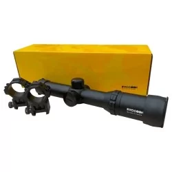 Mira retro-iluminada 1-4x24 Short Dot DMR negra, ideal para airsoft.