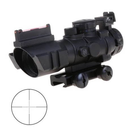 Mira Rhino 4x32 con fibra óptica, retroiluminada y perfecta para airsoft.