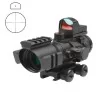 Mira 4x32 con fibra óptica y micro red dot para precisión y versatilidad