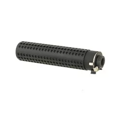 Silenciador 175 mm QD negro con bocacha, montaje rápido y seguro.