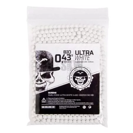 BOLAS PARA AIRSOFT MARCA DUEL CODE BIO 0,43/1000 BBS - BLANCAS
