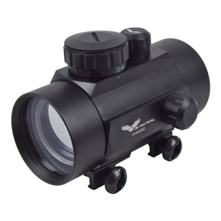 Punto rojo JS-Tactical 40mm negro ajustable a railes de 20mm.