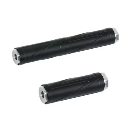Silenciador modular de aluminio 165/95 mm, ajustable y ligero.