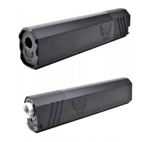 Silenciador Osprey 175 mm negro, compacto y resistente.