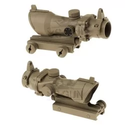 Red Dot ACOG 1x32 Tan AIM-O, punto rojo/verde, acabados premium, alta precisión.