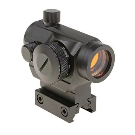 Red Dot T1 Raccoon, metal negro, rojo y verde, 5 intensidades, regulación precisa.