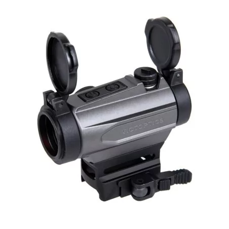 Visor Srd 1X20 Victoptics Gris, aluminio 6063, lente antirreflectante, anclaje QD, montura baja.