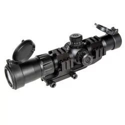 Visor Short Dot Vector Optics Mustang 1-4X30 FSP Genii, campana 30mm, aluminio 6061 T6, retícula iluminada.