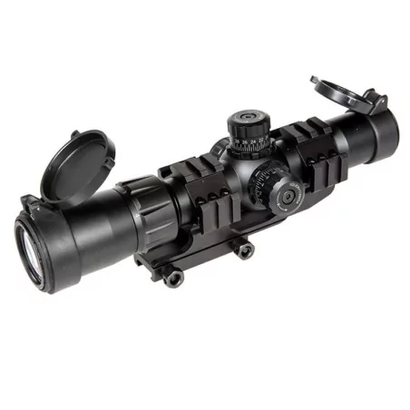 Visor Short Dot Vector Optics Mustang 1-4X30 FSP Genii, campana 30mm, aluminio 6061 T6, retícula iluminada.