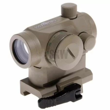 Red Dot T1 QD TAN Duel Code, anclaje rápido, luz roja y verde, metal resistente.