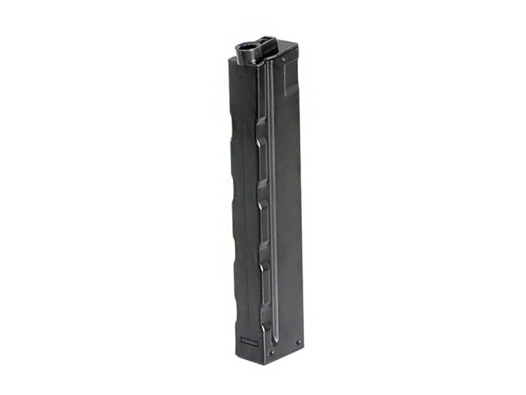 Cargador MP5 recto Mid-Cap 120 BBS negro, ligero y resistente.