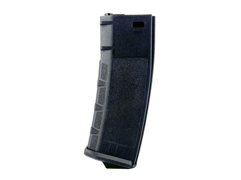 Cargador M4 Mid-Cap 120 BBs Rossi en polímero negro, ligero y resistente.
