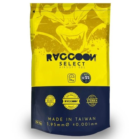 BOLSA DE BOLAS RACCOON VISTA FRONTAL 0.25G DE AIRSOFT