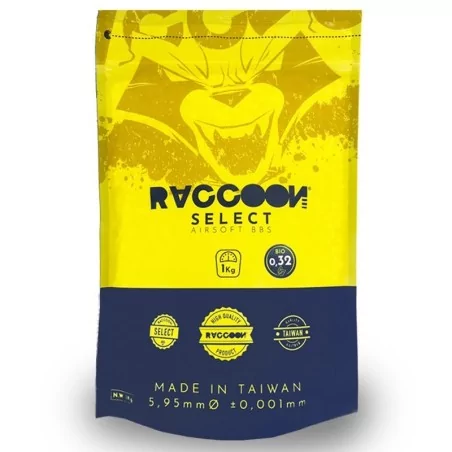 VISTA DE FRENTE BOLSA DE BOLAS BIO RACCOON SELECT 0,32G