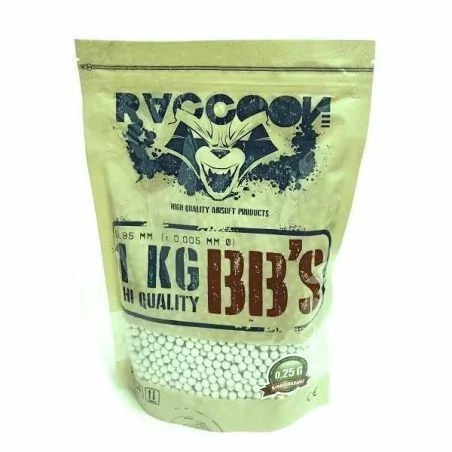 VISTA FRONTAL BOLSA BOLAS TRAZADORAS MARCA RACCOON 0.25G