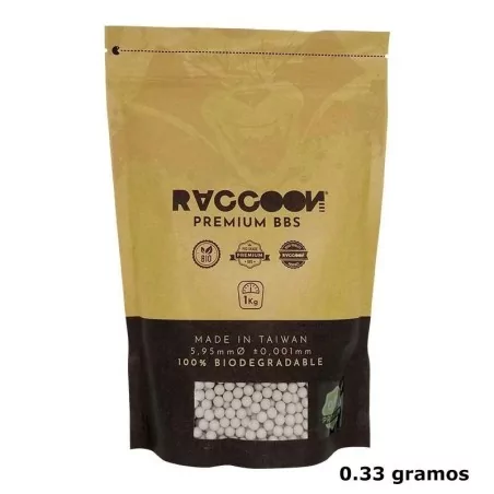 BOLSA DE BOLAS MARCA RACCOON BIO PREMIUM 0,33 GRAMOS