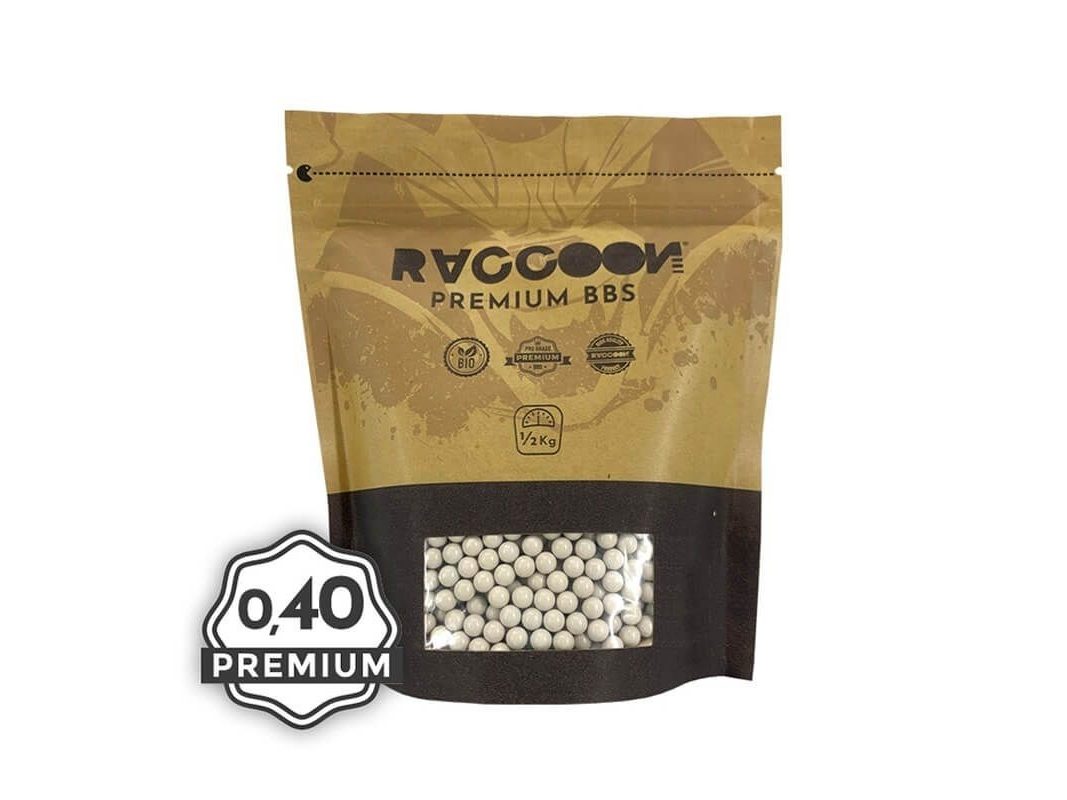 BOLAS RACCOON BIO PREMIUM 0,40 GRAMOS BLANCAS 1/2KG 1250 BBS