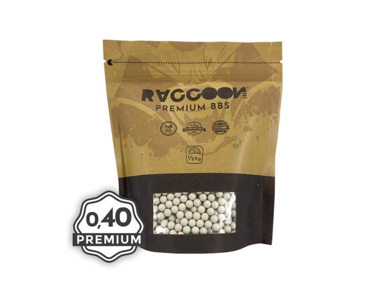 VISTA FRONTAL BOLSA BOLAS RACCOON BIO PREMIUM 0,4G 1/2KG