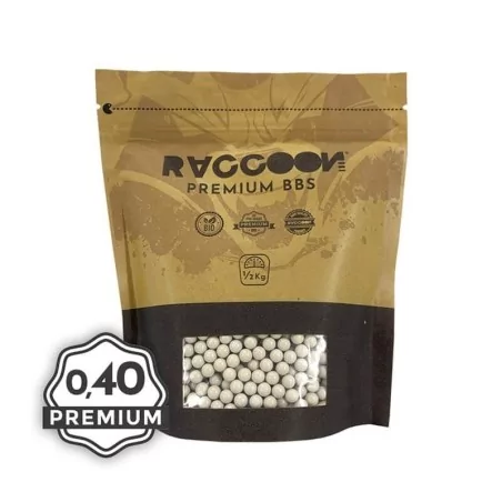 VISTA FRONTAL BOLSA BOLAS RACCOON BIO PREMIUM 0,4G 1/2KG