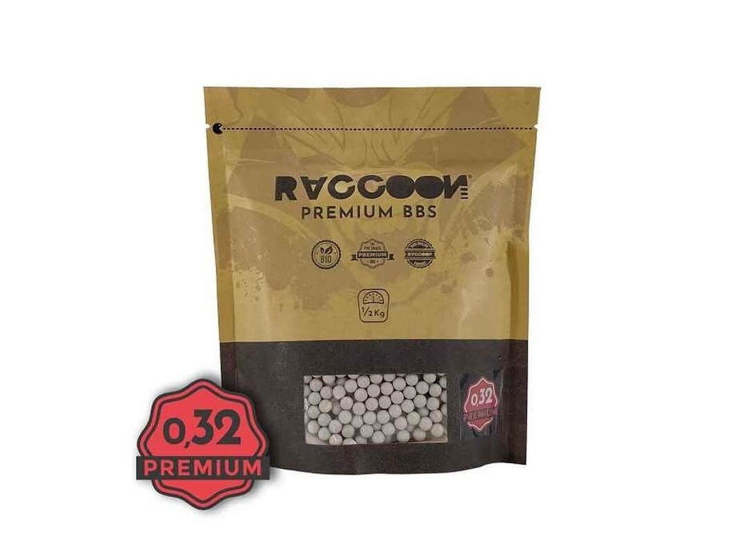 BOLAS RACCOON BIO PREMIUM 0.32 GRAMOS BLANCAS 1/2 KG 1570 BBS