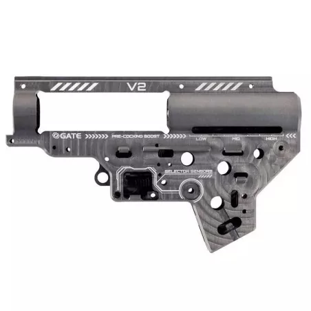 Carcasa Gearbox V2 Gate EON titanio 8mm, mejora durabilidad y rendimiento.