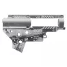 Carcasa Gearbox V2 Gate EON plata reforzada 8mm, optimiza durabilidad y rendimiento.