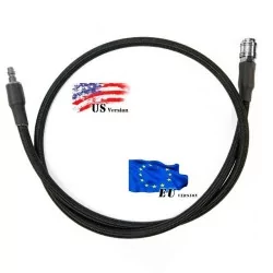 Adaptador HPA Balystik Line US-EU, recubrimiento de nylon trenzado negro.