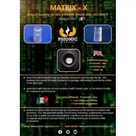 Goma Psionic Matrix - X para VSR/GBB/Pistolas, diseñada para mejorar la precisión y control en disparos.