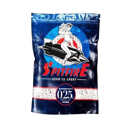 BOLAS DE AIRSOFT MARCA SPITFIRE 0.25G NO BIO 1KG BLANCAS