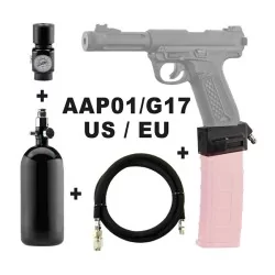 Pack completo HPA con adaptador M4 para pistolas AAP-01 y G17 con botella y regulador