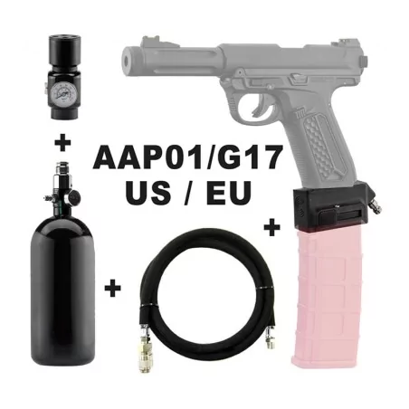 Pack completo HPA con adaptador M4 para pistolas AAP-01 y G17 con botella y regulador
