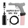 Pack completo HPA con adaptador M4 para pistolas AAP-01 y G17 con botella y regulador