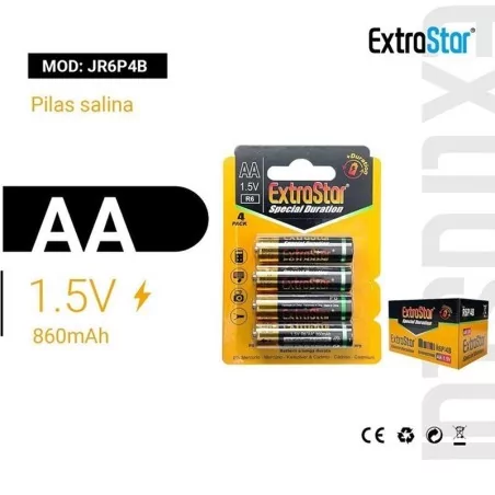 PACK PILA AA 1.5V 4 UNIDADES MARCA EXTRASTAR