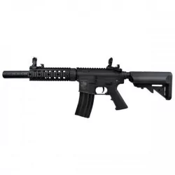 Réplica M4 Dboys 7" negra con mira, culata abatible y cargador de 300 bbs