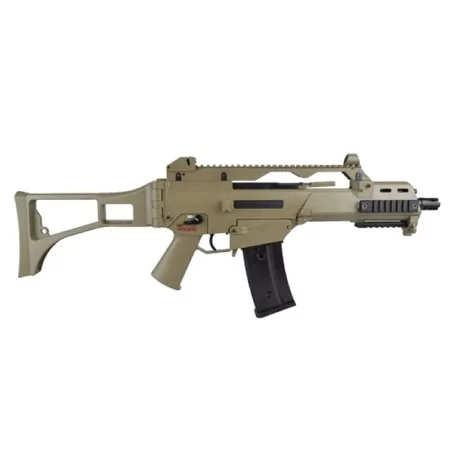 Réplica G36c Dboys AEG color Tan con culata plegable y cargador de 400 bbs