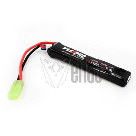 Batería LiPo VLC Pro 7.4V 1100mAh 25-50C, formato stick con conector Tamiya.